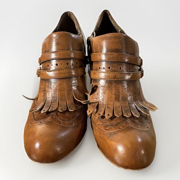 Enzo Angiolini Brown Leather Easena Ankle Side Zip Stiletto Booties size 9.5M - Picture 2 of 5